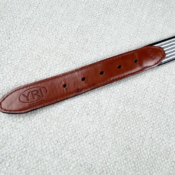 YRI Belt Mens Old Memorial Golf Club Black Embroidered Turtle Logo - Picture 9 of 16